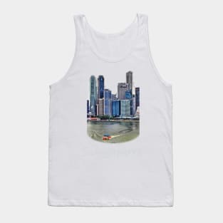 Amphibious Vehicle in front of Singapore Skyline Tank Top